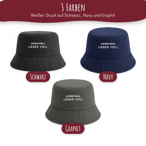 Bucket Hat Lieber voll in Schwarz, Navy und Graphit