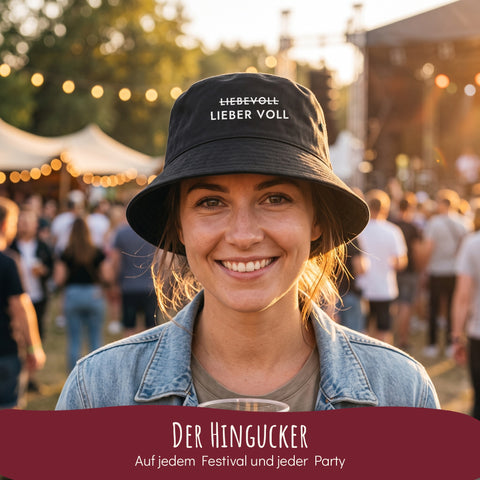 Bucket Hat Lieber voll auf dem Festival