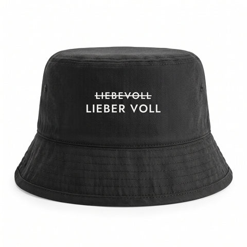 Bucket Hat Lieber voll Schwarz freigestellt
