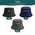 Bucket Hat mit Wunschtext in Schwarz, Navy und Graphit