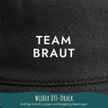 Nahaufnahme weißer DTF-Druck Bucket Hat mit Wunschtext