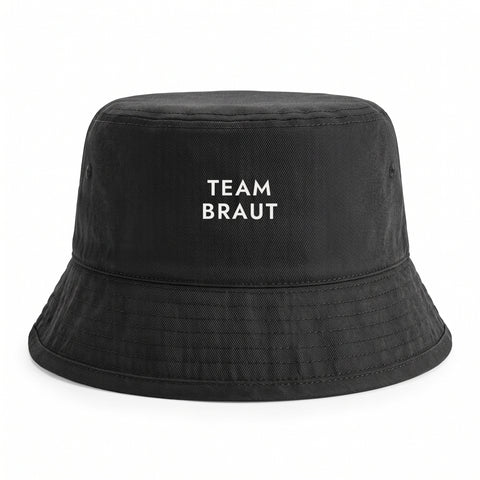 Bucket Hat mit Wunschtext Schwarz freigestellt
