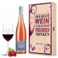 Stölzle Lausitz Weinglas "Der beste Wein nur mit Freunden 2.0" inkl. bedruckter Holzkiste + Riesling Tandem