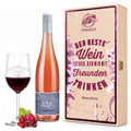 Stölzle Lausitz Weinglas "Der beste Wein nur mit Freunden" inkl. bedruckter Holzkiste + Riesling Tandem