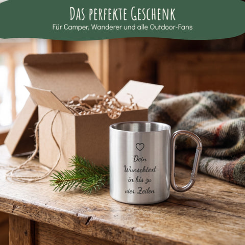 Camping Tasse mit Wunschtext als Geschenk