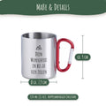Maße der Edelstahl Tasse: ca. 9 cm hoch, Durchmesser 7,9 cm, 320 ml