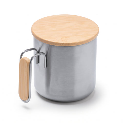 Edelstahlbecher mit Bambusdeckel ohne Gravur