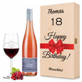 Stölzle Lausitz Weinglas "Happy Birthday 18 Jahre" + Holzkiste & Riesling Tandem