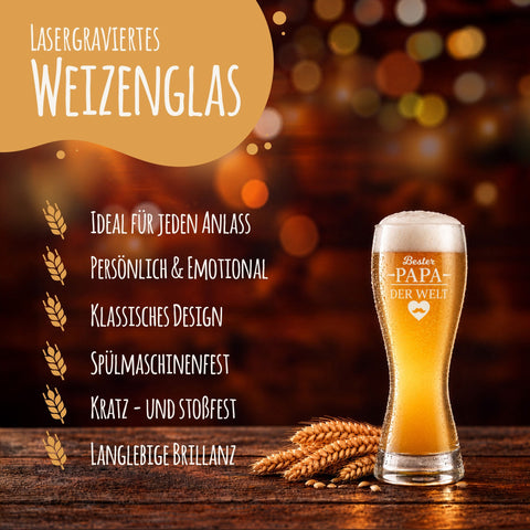 Stölzle Lausitz Weizenglas mit Gravur "Bester Papa der Welt"
