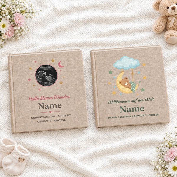 Personalisiertes Fotoalbum aus Leinen mit bedrucktem Cover