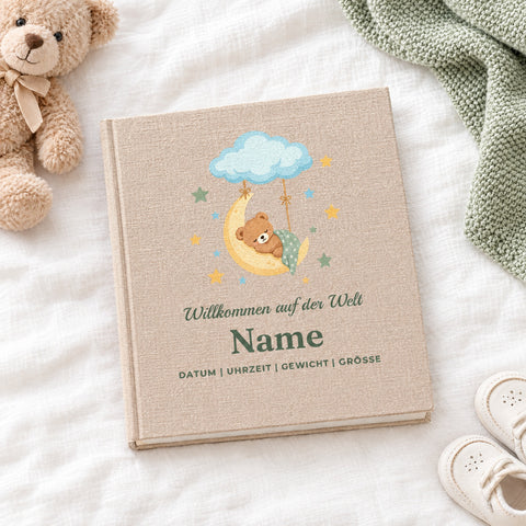 Babyalbum personalisiert, Motiv Geburt Bärchen
