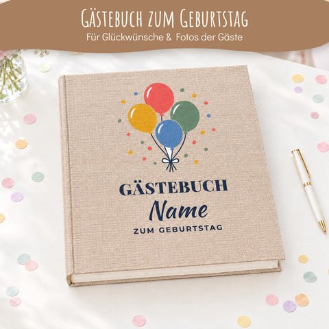 Personalisiertes Leinen-Gästebuch zum Geburtstag