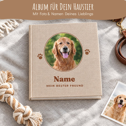 Personalisiertes Leinen-Fotoalbum zum Einkleben