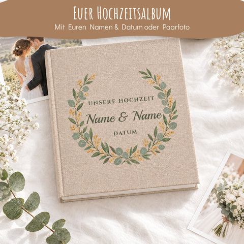 Personalisiertes Leinen-Fotoalbum zum Einkleben