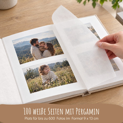 100 weiße Seiten mit Pergamin-Trennblättern