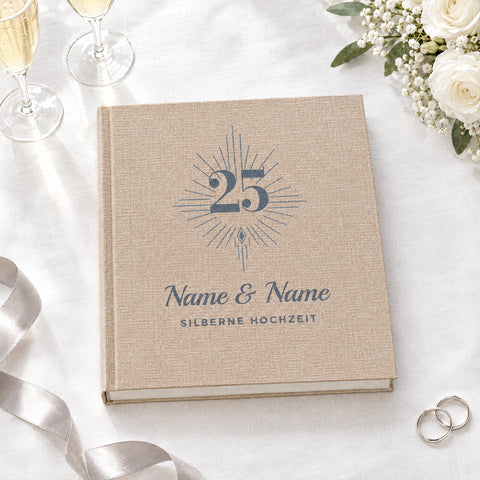 Fotoalbum zum Hochzeitstag personalisiert, Motiv Silberne Hochzeit