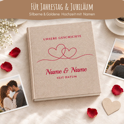 Personalisiertes Leinen-Fotoalbum zum Einkleben