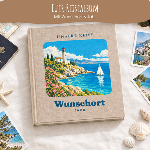 Personalisiertes Leinen-Reisealbum zum Einkleben