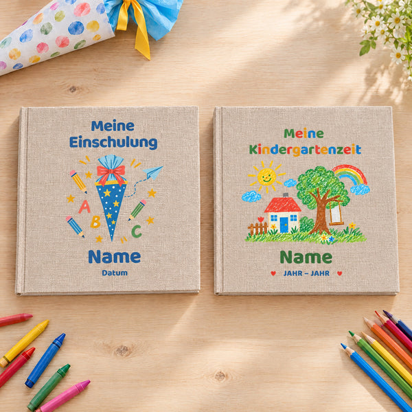 Personalisiertes Fotoalbum aus Leinen mit bedrucktem Cover