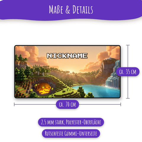 Maße des Gaming Mauspads: 70 x 35 cm, 2,5 mm dick