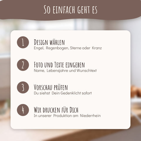 So einfach geht es: Design wählen, Foto und Texte eingeben