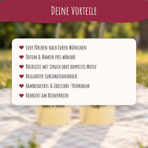 Vorteile des personalisierten Glasbechers Pärchen
