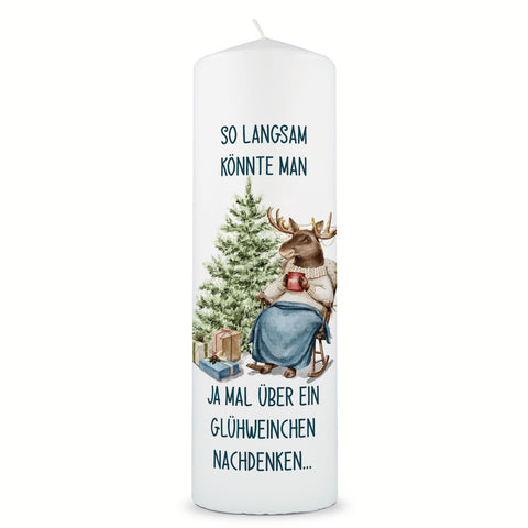 Große Kerze "Glühwein Elch" zu Weihnachten