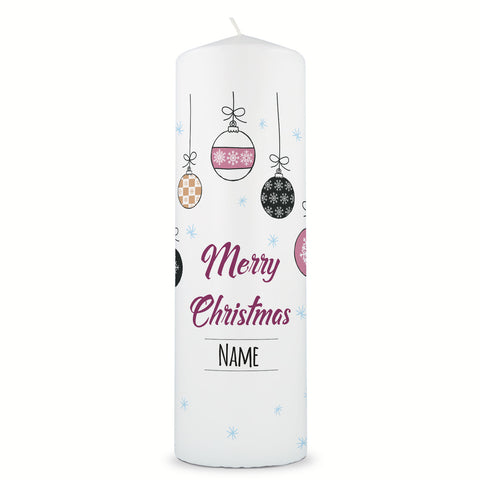 Große Kerze "Weihnachtskugel" mit eigenem Namen zu Weihnachten