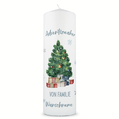 Große Kerze "Adventszauber" mit Namen zu Weihnachten
