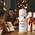 Große Kerze "Weihnachtskugel" mit eigenem Namen zu Weihnachten