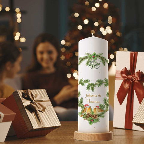 Große Kerze "Christmas Love" bedruckt mit Namen zu Weihnachten