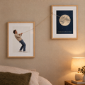Fadenbild Mond vom Himmel personalisiert, Rahmen Eiche