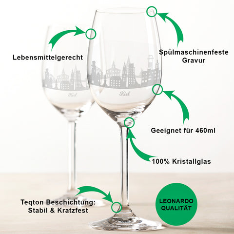 Leonardo Weingläser mit Skyline Kiel Gravur im Set