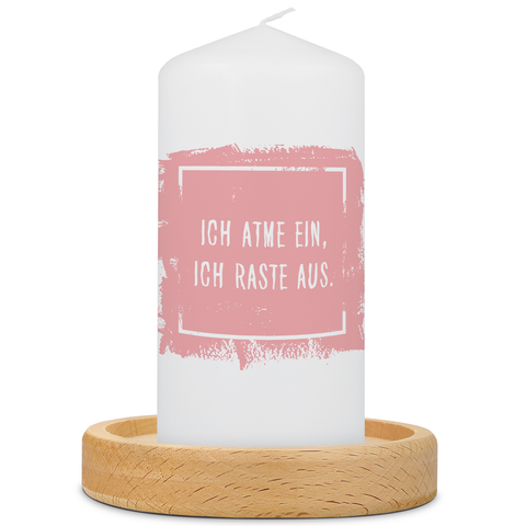 Kleine Kerze mit Spruch "Ich atme ein, Ich raste aus"