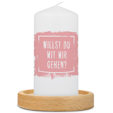 Kleine Kerze mit Spruch "Willst Du mit Mir gehen?"