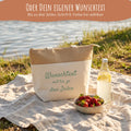 Kühltasche mit Wunschtext in drei Zeilen beim Picknick
