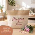 Personalisierte Tasche als Geschenk mit Blumen