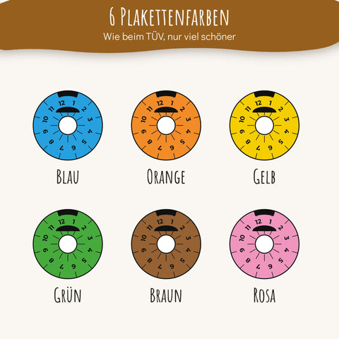6 Farben der Prüfplakette Bierkrug Oldtimer