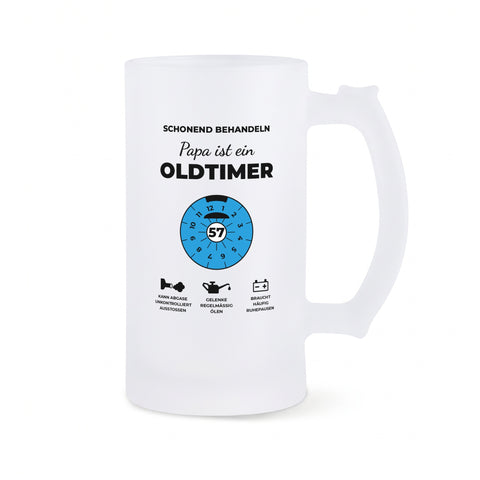 Bierkrug Oldtimer freigestellt Vorderseite