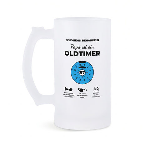 Bierkrug Oldtimer freigestellt Rückseite