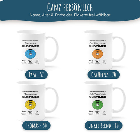 Beispiele mit Namen und Alter Tasse Oldtimer