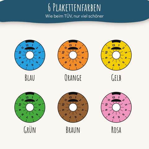 6 Farben der Prüfplakette Tasse Oldtimer