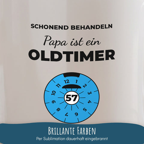 Nahaufnahme des Drucks Tasse Oldtimer