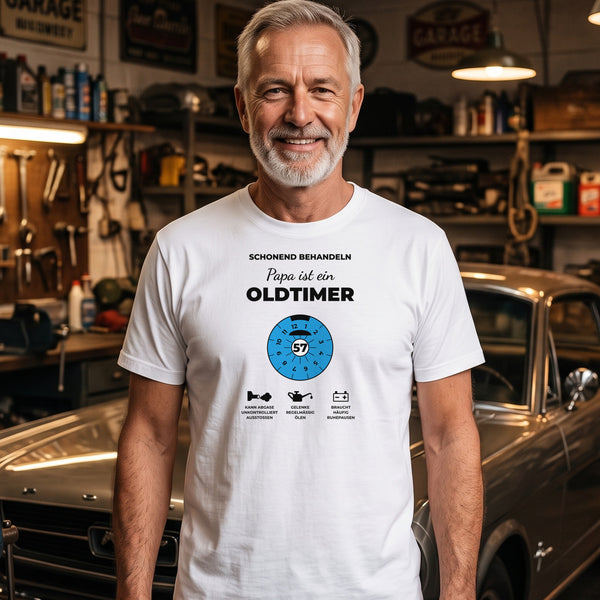T-Shirt Oldtimer mit Namen und Alter personalisiert