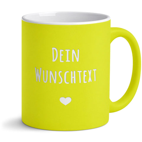 Personalisierte Tasse mit Wunschtext und Lasergravur – Gelb