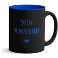 Personalisierte Tasse mit Wunschtext und Lasergravur – Schwarz / Blau