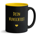 Personalisierte Tasse mit Wunschtext und Lasergravur – Schwarz / Gelb