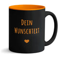 Personalisierte Tasse mit Wunschtext und Lasergravur – Schwarz / Orange