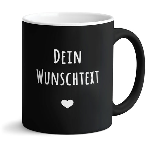 Personalisierte Tasse mit Wunschtext und Lasergravur – Schwarz / Weiß