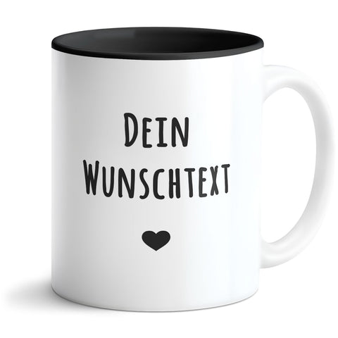 Personalisierte Tasse mit Wunschtext und Lasergravur – Weiß / Schwarz